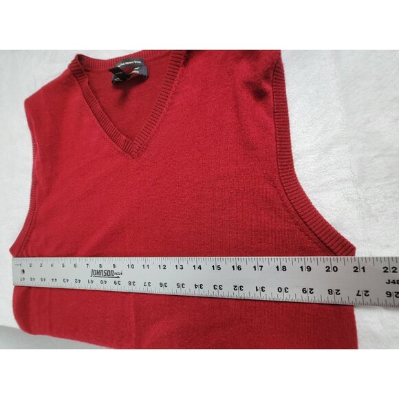 Pronto Uomo Womens XL Red Extra Fine Merino Wool V-Neck Sleeveless Sweater Vest - Picture 6 of 7